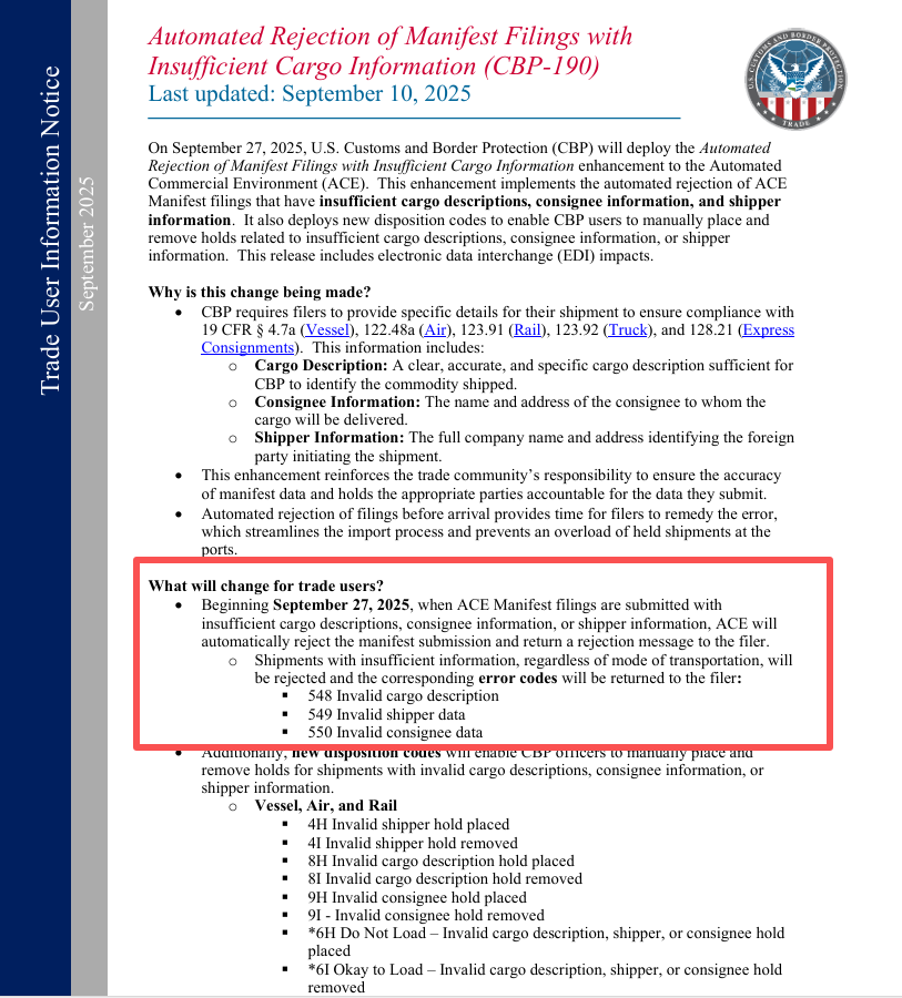 US Customs 5H Inspection 2026