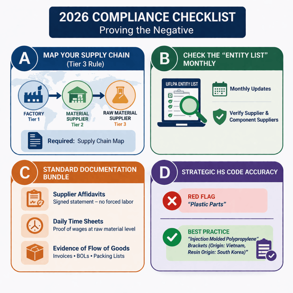 UFLPA 2026 Compliance Checklist – Supply Chain Map, Entity List Check, Documentation Bundle, HS Code Accuracy