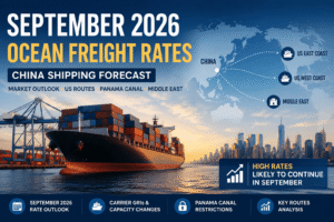 September 2026 ocean freight rates forecast for China to US shipping